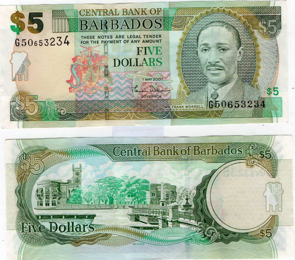 Barbados #67a 5 Dollars